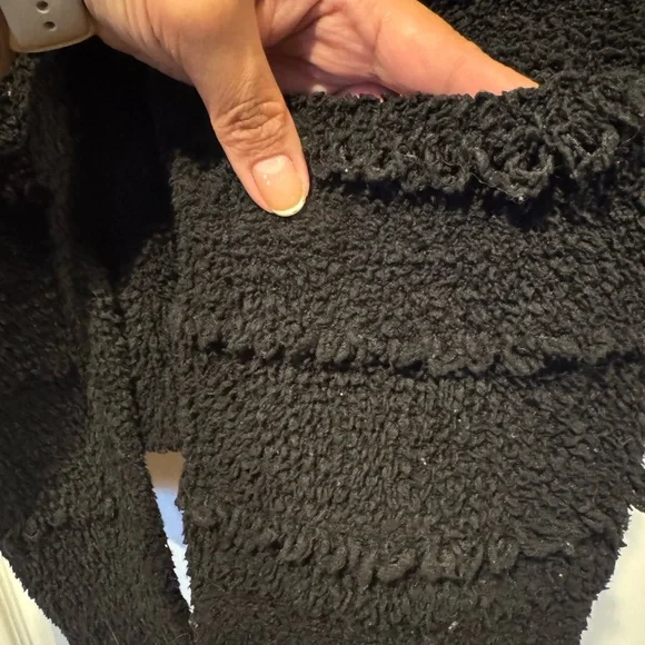 Cozy Black Women's Sweater - Barefoot Dreams Cozychic L - Picture 2 of 7